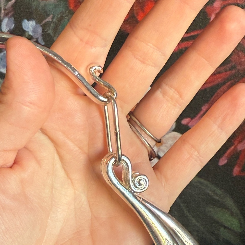 Three Layer Silver Statement Necklace - Picture 5 of 7